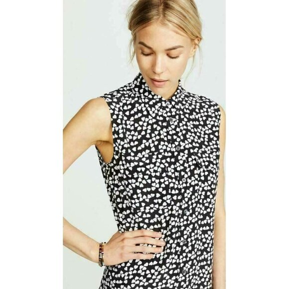 Equipment Womens Black White Endless Hearts Dress - Picture 3 of 12